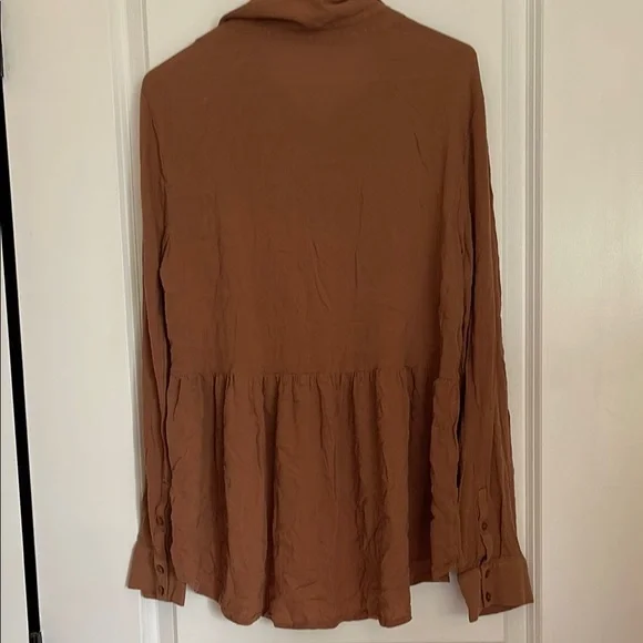 Rust Ruffle Button-Up Shirt - Picture 5 of 5